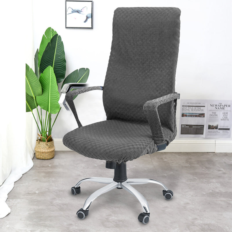 CAVEEN Elastic Office Chair Cover Universal Fabric Computer Rotating Chair Zipper Protector Stretch Armchair Seat Slipcover Home Office Furniture Decoration