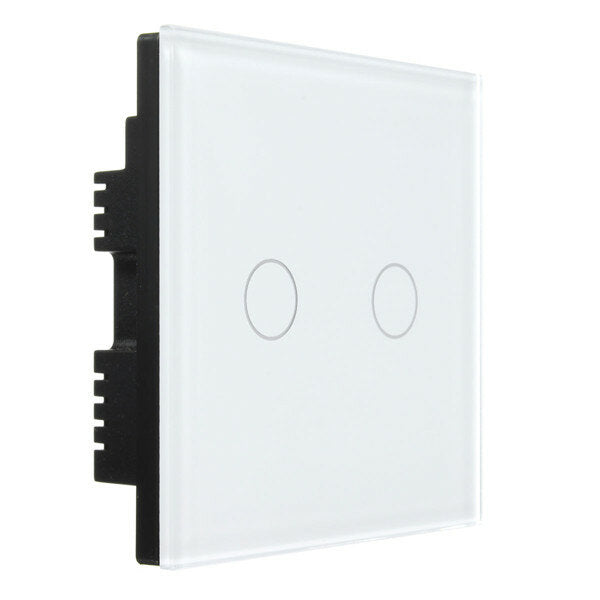 AC 250V Tempered Glass Wall Switch Panel - Two Switch Double Control