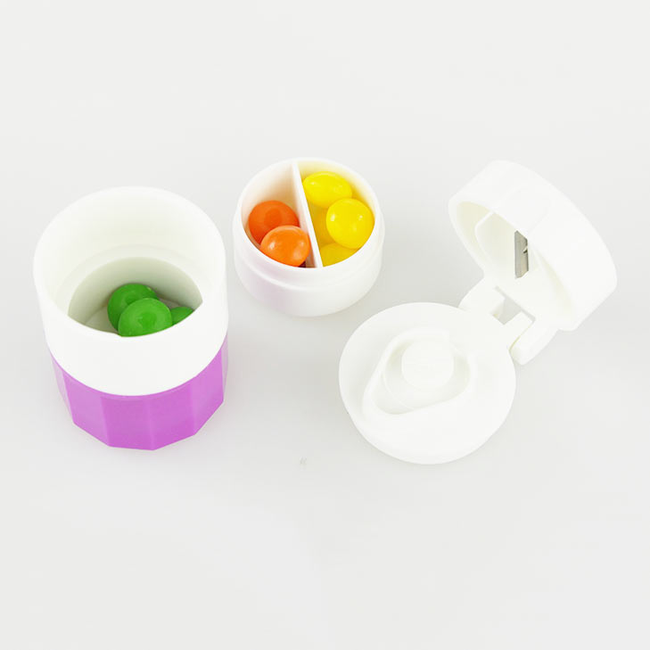 Honana HN-PB009 Portable Pill Case Cutter Crusher with 4 Layers - 3 in 1 Travel Medicine Box