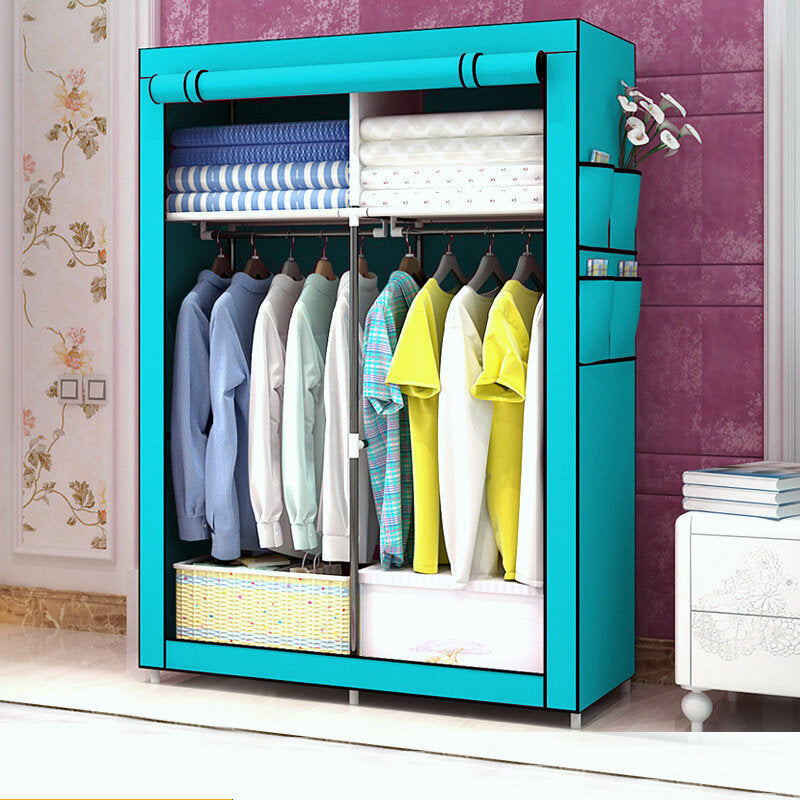 Foldable Mobile Textile Wardrobe Fabric Cupboard Folding Cupboard Wardrobe for Home Bedroom