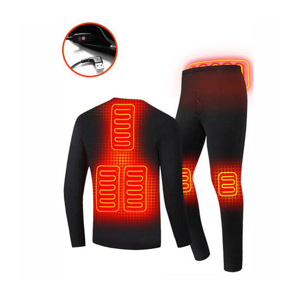 TENGOO HD-01 Heated Underwear Set Winter Heating Thermal Underwear Suit USB Electric Heating Long Johns Fleece Pajamas Skiing Clothes S-5XL