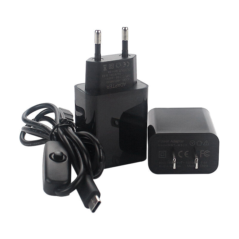 Catda C1900 Split Style Power Supply Kit Charger and Type-C Switch Line 5V3A EU/US Plug for Raspberry Pi 4B