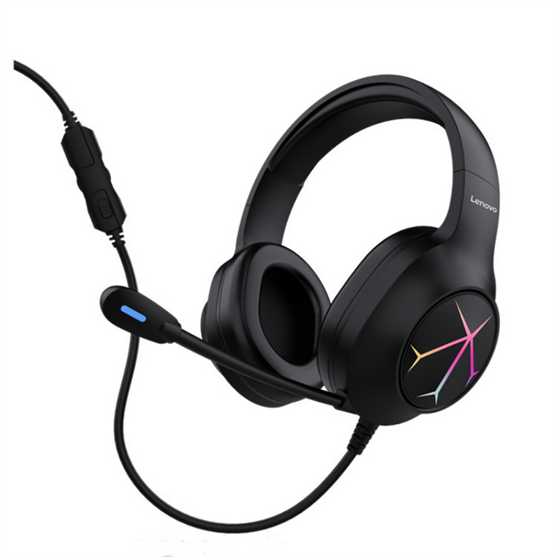 Lenovo G60 Wired Gaming Headset 7.1 Stereo Blue Light Over-Ear Gaming Headphone with Mic Noise Canceling USB For for Laptop Computer