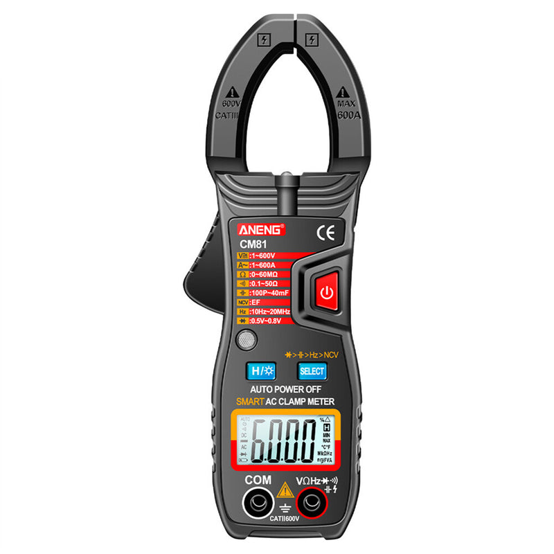 ANENG CM81 6000 Counts Auto Range NCV Digital Clamp Meter DC/AC Voltage Current Resistance Frequency Capacitance Tester