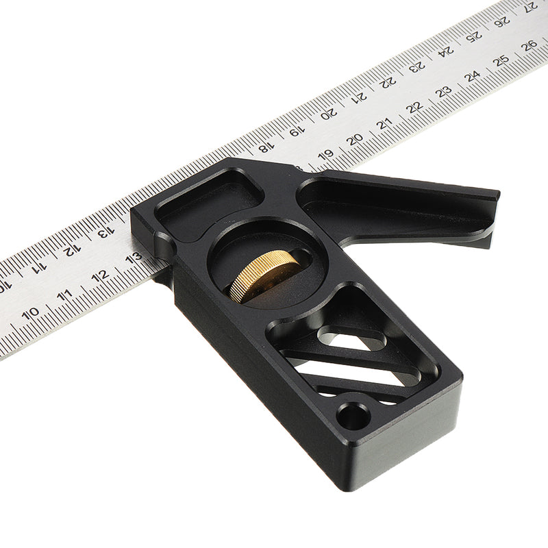 Drillpro Adjustable 300mm Aluminum Alloy Combination Square 45 90 Degree Angle Scriber Steel Ruler Woodworking Line Locator Ruler DIY Carpenter Measuring Tool