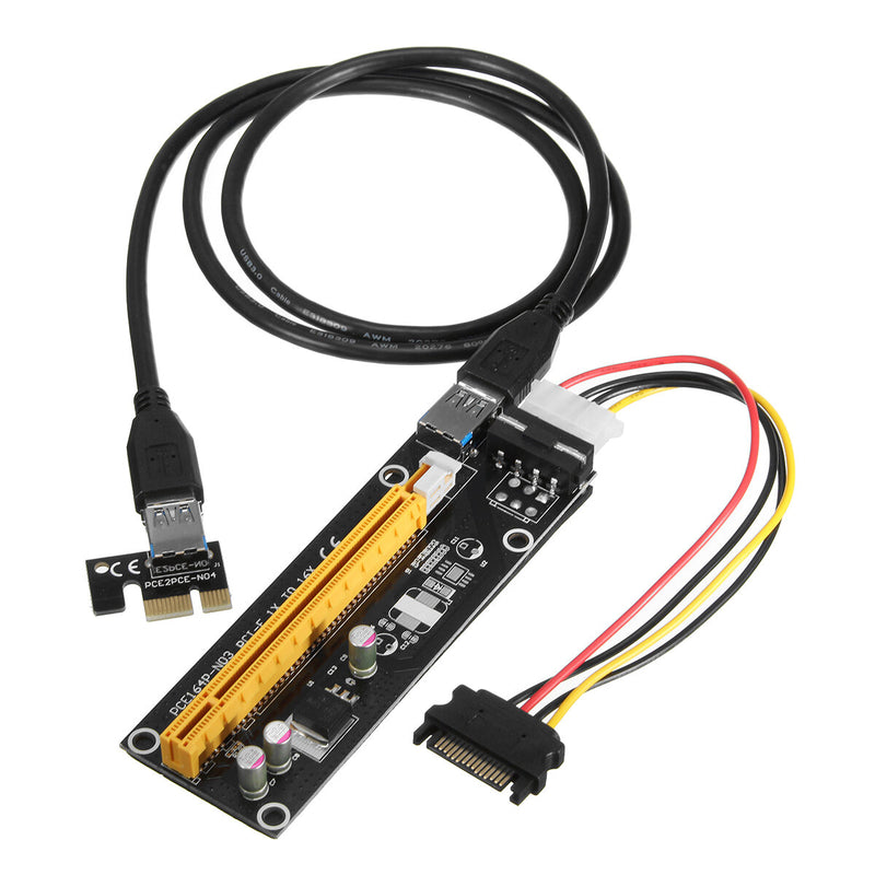 1X to 16X PCI-E Graphics Card Extension Cable USB 3.0 Expansion Card Power Supply with SATA Cable