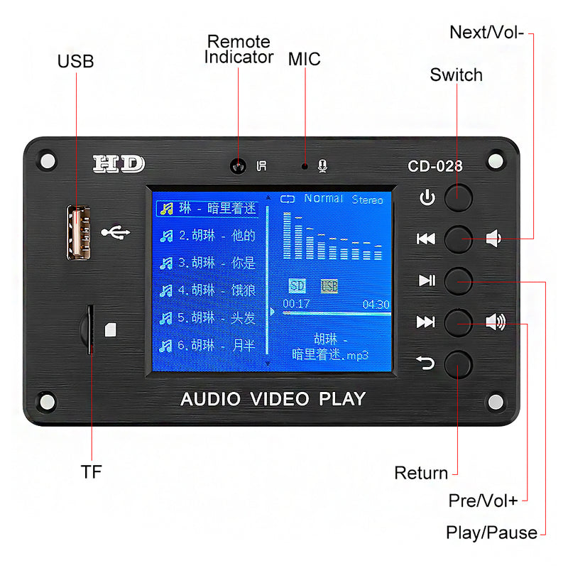 bluetooth 5.0 MP3 Audio Decoder Music Player USB TF FM Radio DH Digital Decoding Module DIY Sound Home Speaker Amplifier