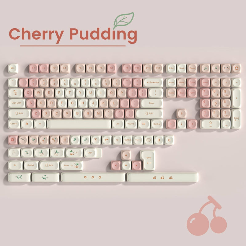 XVX Cherry Pudding 143 Keys MOA Profile Dye-Sub PBT Keycap Set for ANSI Layout 61/68/84/87/100/104/108 Keys Mechanical Keyboard