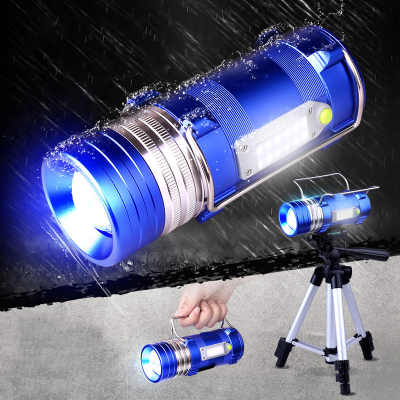 XANES 450LM 3-Color Zoomable LED Fishing Flashlight with 500M Range and Charger - 3 Color LEDs Rechargeable Lamp With