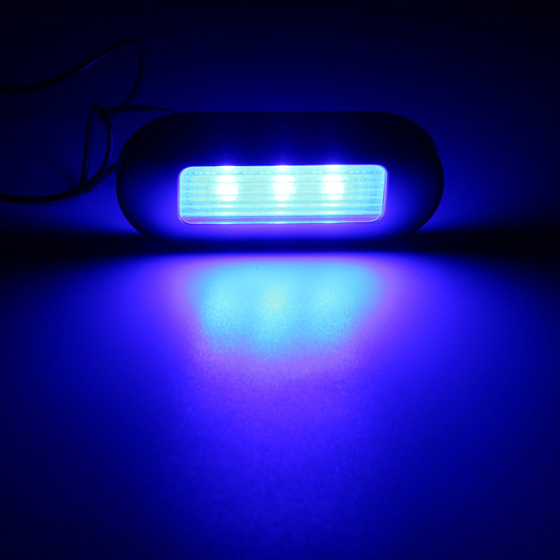 3 LED Blue and White LED Oblong Courtesy Light for Yacht, Marine, and Boat Stair and Deck - 3led Yacht Marine Garde