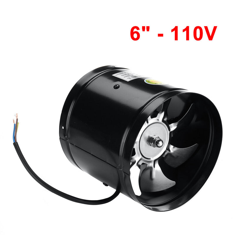 6'' Metal Inline Duct Booster Air Cooling Vent Blower with 7 Blades - Exhaust