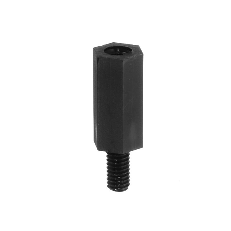 Suleve M3NH13 50pcs M3 Nylon Black Hex Screw PCB Standoff 6/8/10/12mm