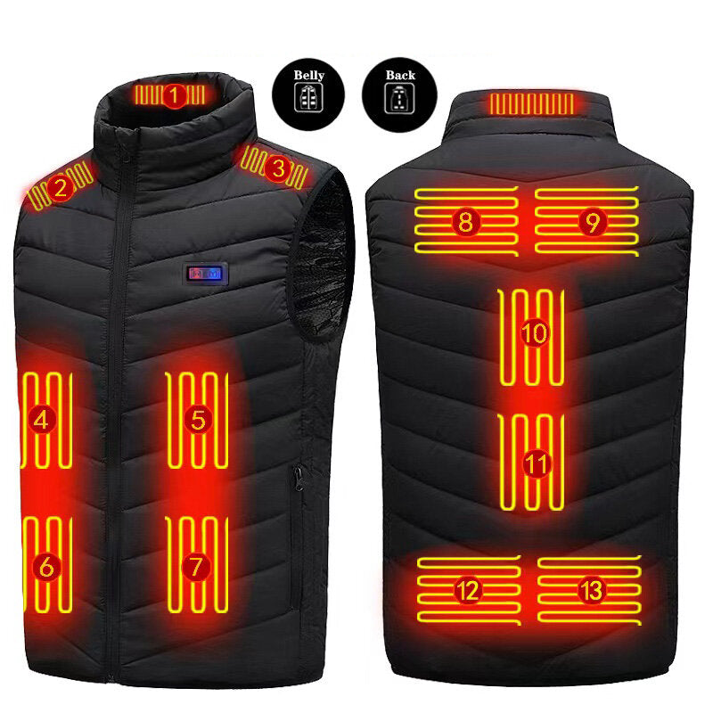 TENGOO HV-13 Heated Vest 13 Heating Areas Oversized Women Men Winter Vest Self Heating Vest Usb Electric Thermal Vest Jacket Outdoor Veste