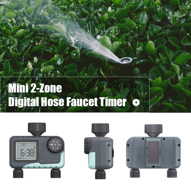 RAINPOINT Sprinkler Timer Automatic Irrigation System Outdoor Water Timer 2 zones Hose Faucet