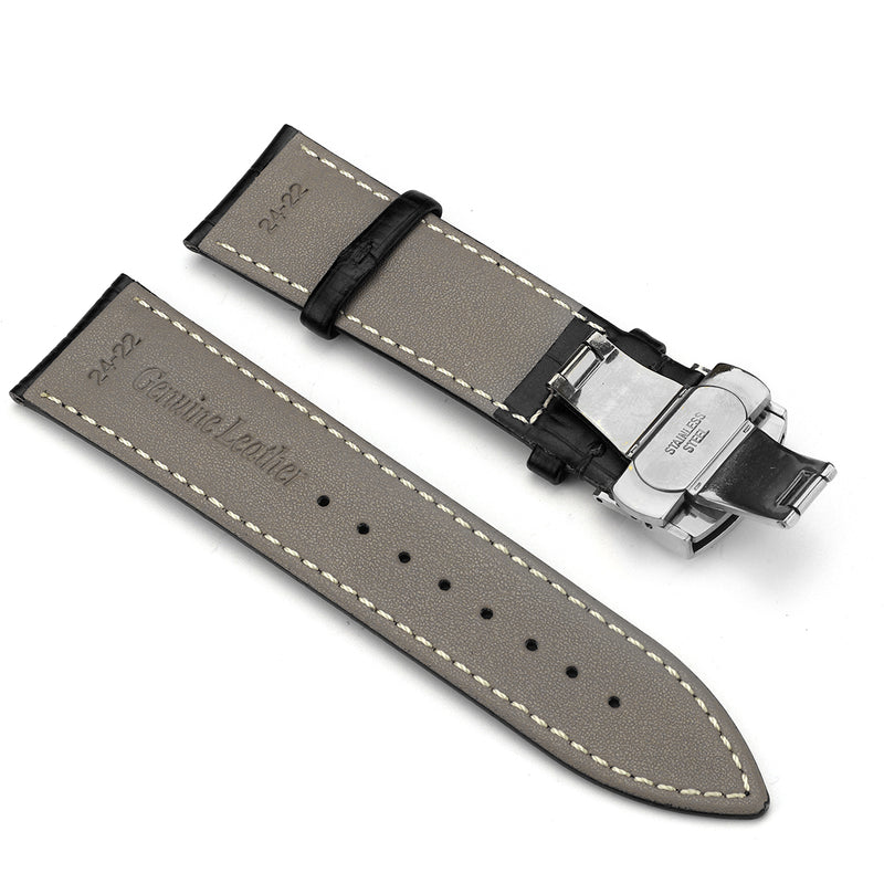 Bakeey 22-24mm Width Butterfly Buckle Genuine Leather Watch Band Strap Replacement