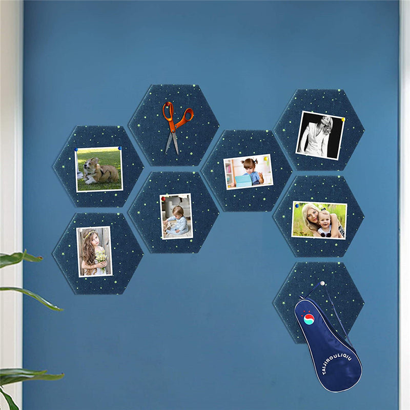 8pcs 3D Hexagon Felt Board Self Adhesive Wall Bulletin Boards Message Photo Wall Background Creative Ornament Accessories
