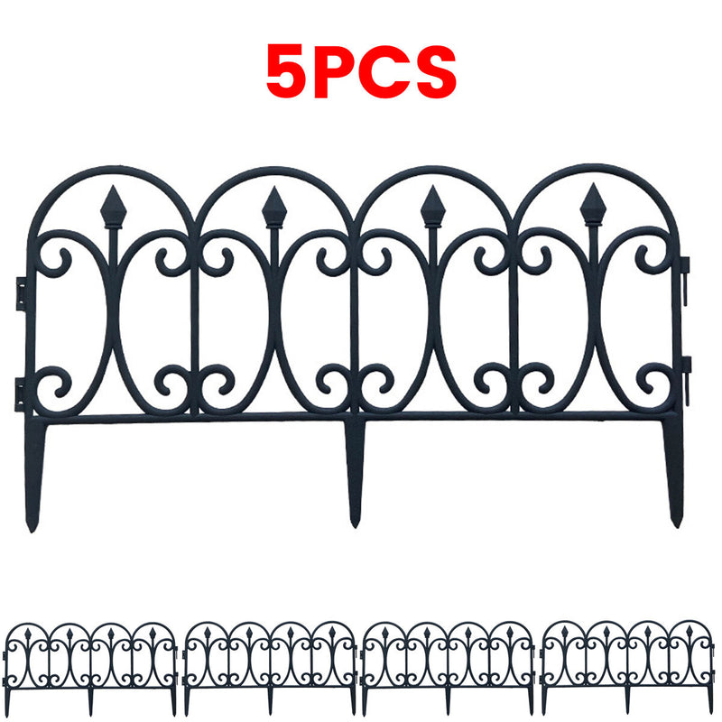 5X Garden Plastic Fence Outdoor Yard Edging Protective Fencing Patio Decor Black