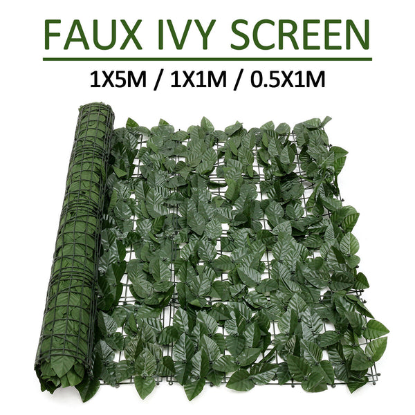 Green Outdoor Faux Plant Ivy Leaf Privacy Screen Fence Garden Yard