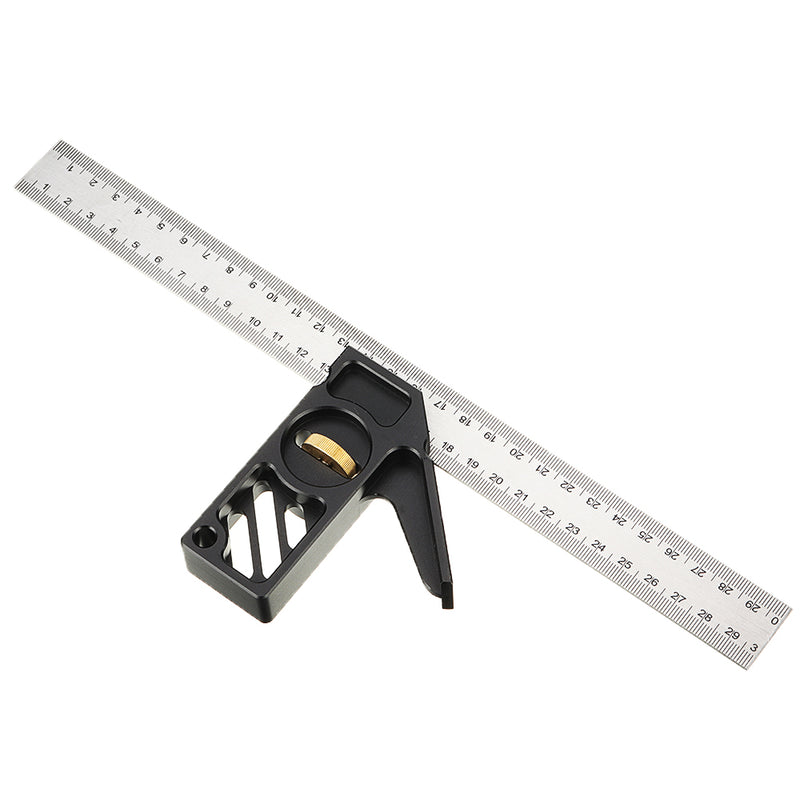 Drillpro Adjustable 300mm Aluminum Alloy Combination Square 45 90 Degree Angle Scriber Steel Ruler Woodworking Line Locator Ruler DIY Carpenter Measuring Tool