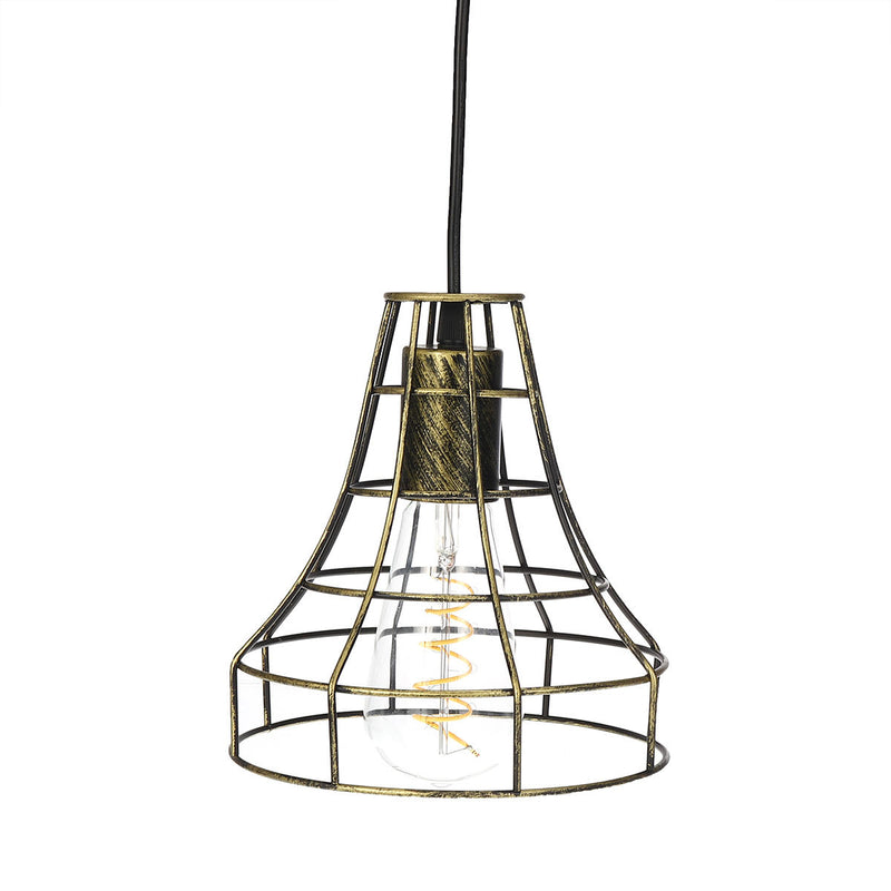 E27 Chandelier Bronze Black Rust Pendant Light Wire Cage Hanging Light Fixture