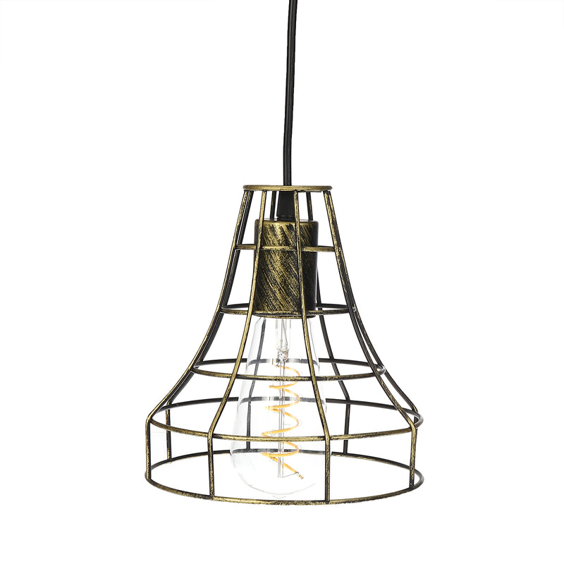 E27 Chandelier Bronze Black Rust Pendant Light Wire Cage Hanging Light Fixture