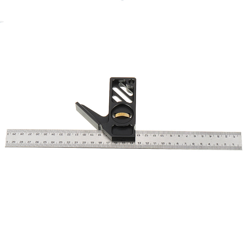 Drillpro Adjustable 300mm Aluminum Alloy Combination Square 45 90 Degree Angle Scriber Steel Ruler Woodworking Line Locator Ruler DIY Carpenter Measuring Tool