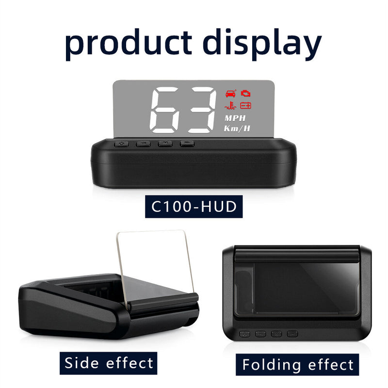 C100 OBD2 HUD Head Up Display Car Speedometer Fuel Consumption EOBD Projector Driving On-board Computer Auto Accessories