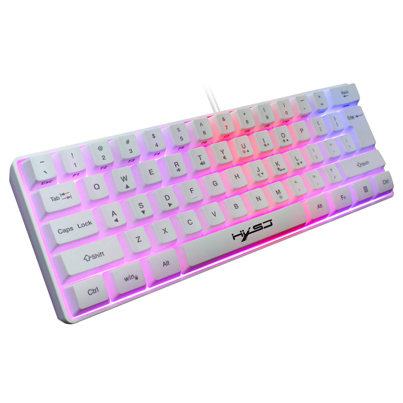 HXSJ V700 61 Keys Gaming Keyboard USB Wired LED Backlit Multiple Shortcut Keys Mini Mechanical Feel Keyboard for Home Office