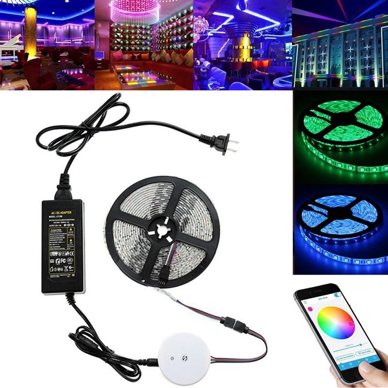 5M 60W SMD5050 Waterproof bluetooth APP Control RGB LED Flexible Strip Light Kit DC12V Christmas Decorations Clearance Christmas Lights