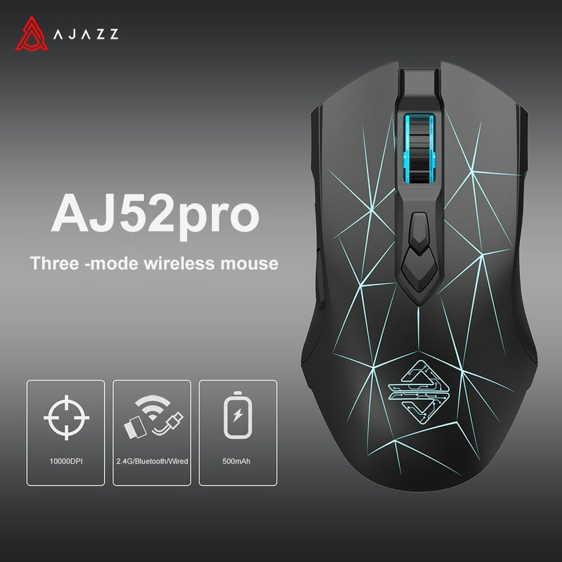 AJAZZ AJ52PRO Wired Gaming Mouse Sensor Triple Mode 2.4G+bluetooth Mouse Rechargeable Honeycomb Portable USB Mice for Laptop