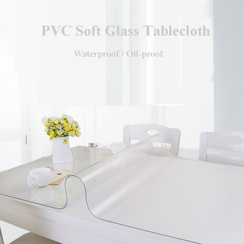 Wipe Clean Transparent Tablecloth Mat PVC Glass Effect Antifouling Table Protection Cover