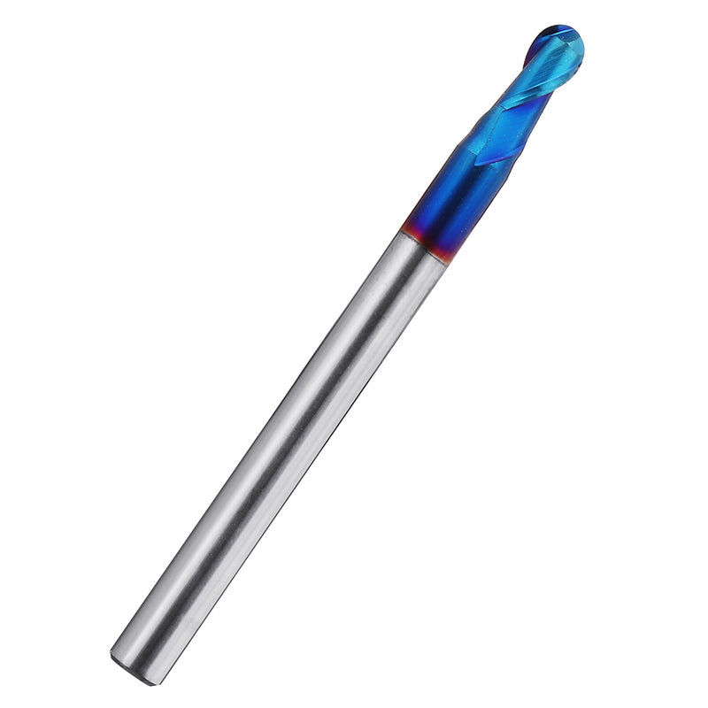 Drillpro R0.5-R2 HRC60 2 Flutes Ball Nose End Mill 50mm Blue NaCo Coating CNC Milling Cutter