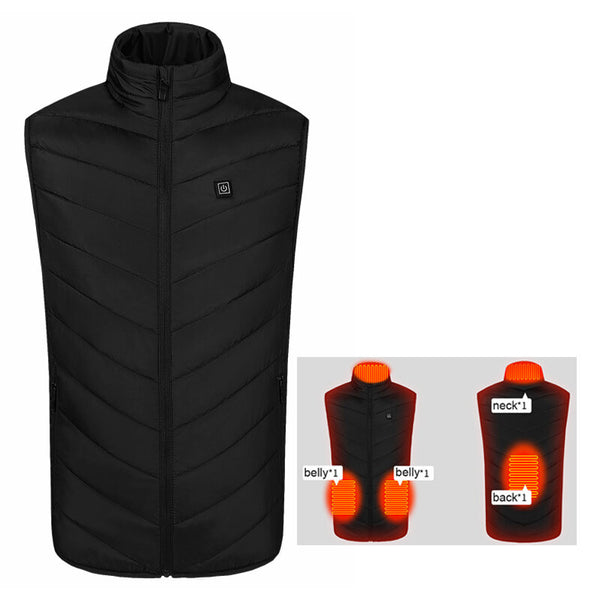 TENGOO HV-04A Unisex 4 Places Heating Vest 3-Gears Heated Jackets USB Electric Thermal Clothing Winter Warm Vest Outdoor Heat Coat Clothing