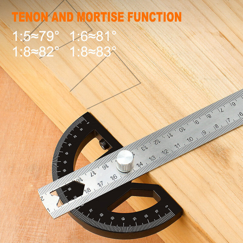 Woodworking Edge Ruler Protractor Angle Gauge Measure Carpenter Tool