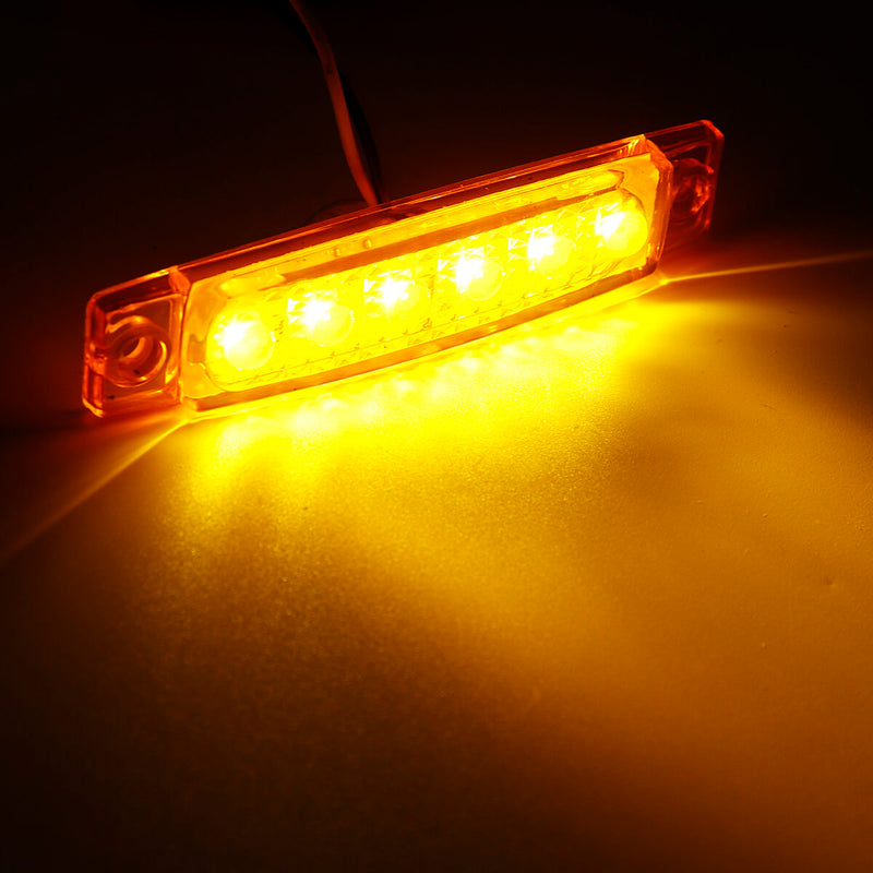 1 PCS 6LED 12V Front Side Marker Amber Signal Lights Position Lamp For Car Truck Trailer