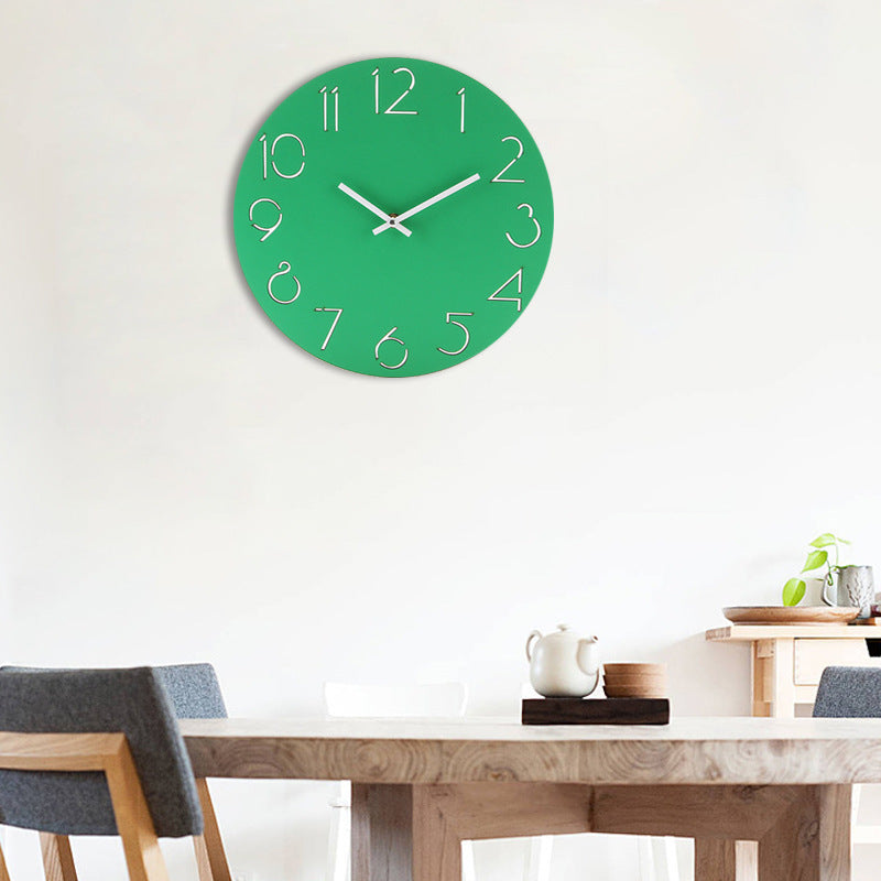 Round Wall Clock for Living Room or Bedroom - Wood