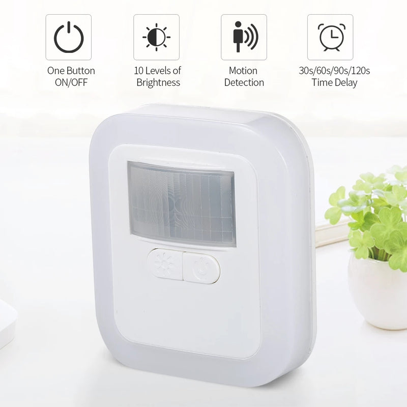 2.4W Light Control 10 Gears Dimming Delay Human Body Intelligent Induction Sound and Light Remote Control Energy Saving Brightness Night Light Bedroom