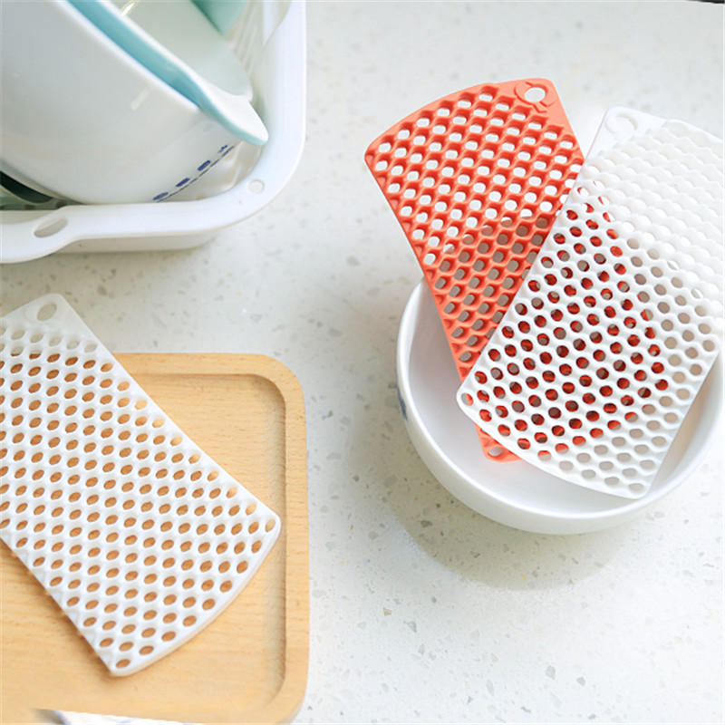 2PCS White and Red Silicone Hollow Dish Washing Sponge Scrubber Cleaning Brush Set