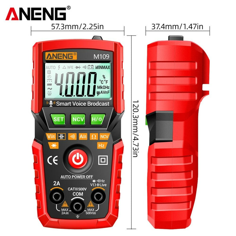 ANENG M109 Digital Multimeter 4000 count AC/DC Voice Broadcast Electrical Instruments Tester Auto Multimetro Profesional Meter