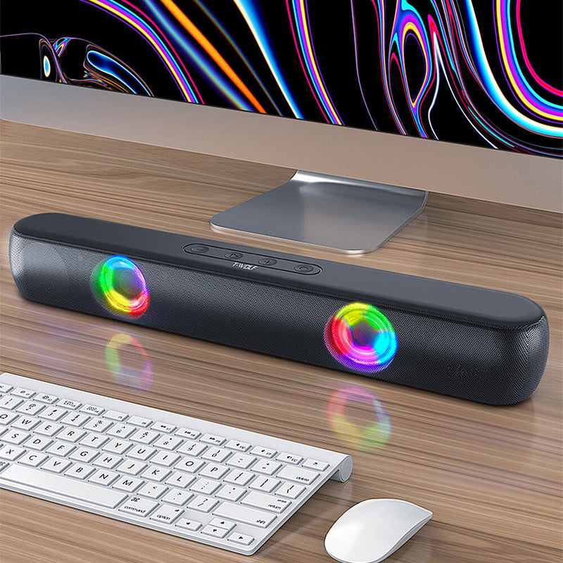 T-WOLF B320 Speaker TWS bluetooth V5.0 Surround Sound Bass FM Mode USB Driver TF Card AUX Input Soundbar RGB Light Desktop Loudspeaker for PC Laptop Music