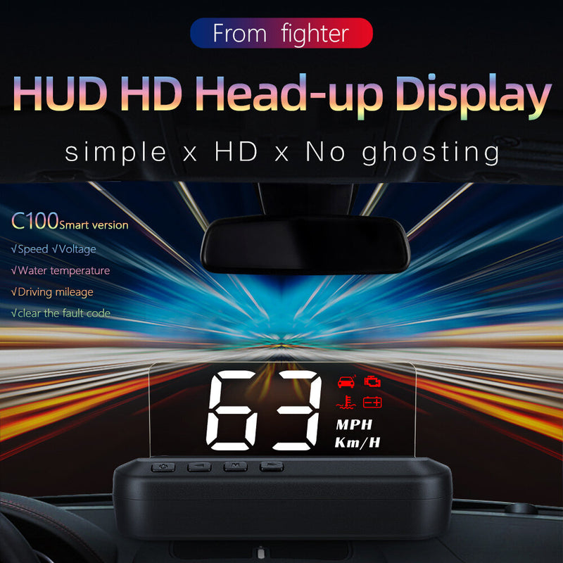 C100 OBD2 HUD Head Up Display Car Speedometer Fuel Consumption EOBD Projector Driving On-board Computer Auto Accessories