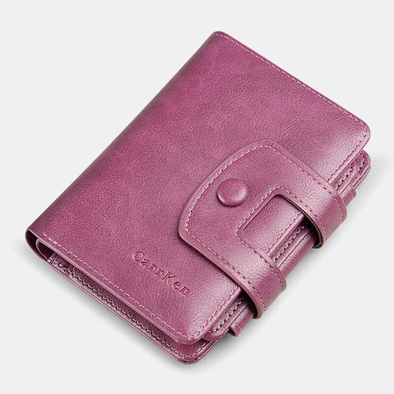 Women 10 Card Slots Solid Short Wallet Purse