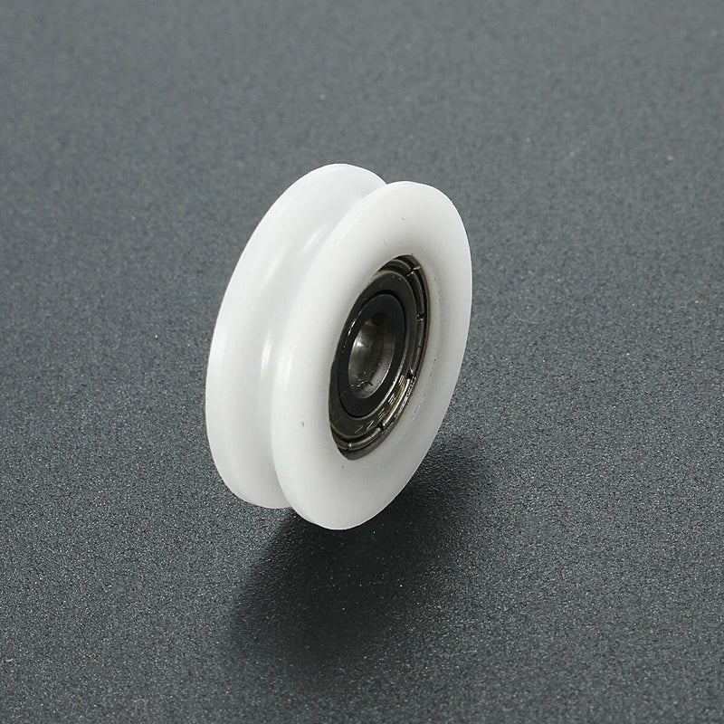 2Pcs 5x24x7mm U Notch Nylon Round Pulley Wheel Roller For 3.8mm Rope Ball Bearing