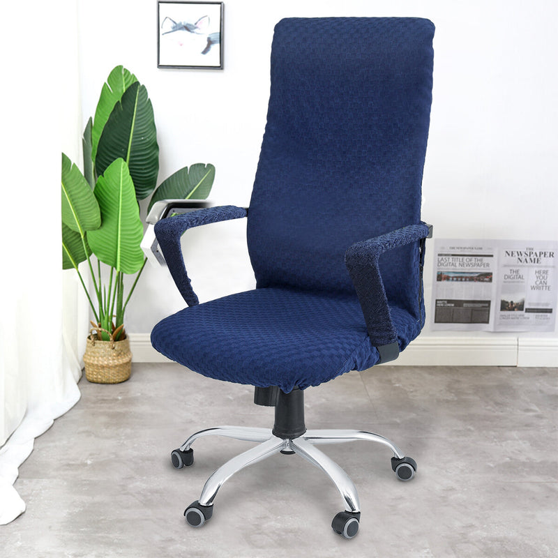 CAVEEN Elastic Office Chair Cover Universal Fabric Computer Rotating Chair Zipper Protector Stretch Armchair Seat Slipcover Home Office Furniture Decoration