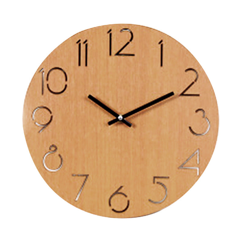 Round Wall Clock for Living Room or Bedroom - Wood