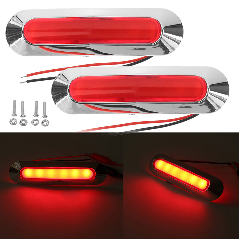 2PCS 12-24V 6 LED Side Marker Lights for Car Truck Trailer Lorry Boats - Light Position Lamp For