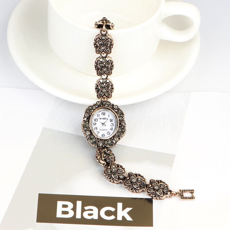 QINGXIYA R2066 Retro Style Ladies Bracelet Watch Crystal Luxury Quartz Watch