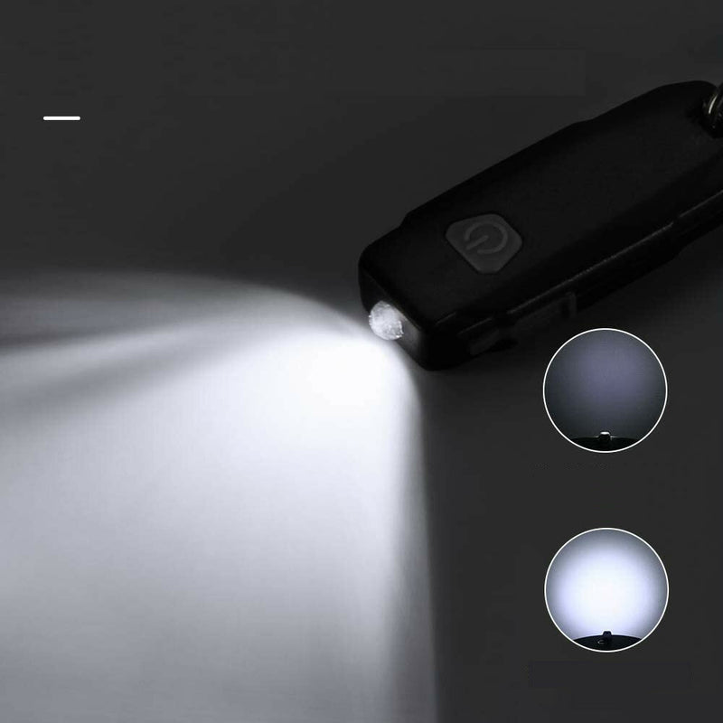 MECO 2 Pack Mini Led Lights, Portable USB Rechargeable Ultra Bright Keychain Flashlight with 2 Level Brightness Key Ring Torch