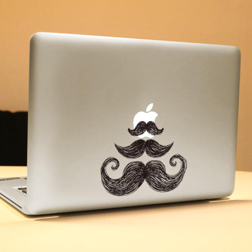 PAG Moustache Decorative Laptop Decal Removable Bubble Free Self-adhesive Partial Color Skin Sticker