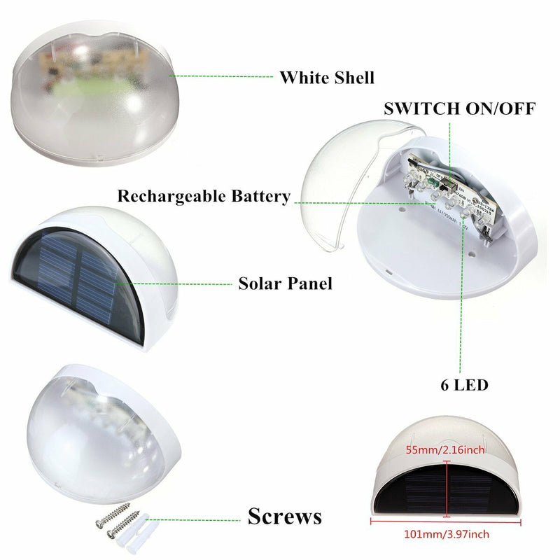 Solar Powered Wall Sensor Light Accent Lighting Waterproof 6 LED Practical Acent